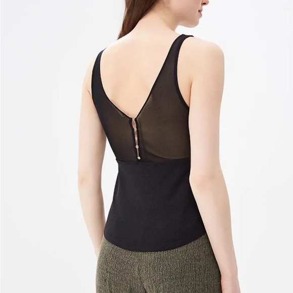 NWT!! Free People black v neck structured peplum tank blouse - Picture 3 of 7